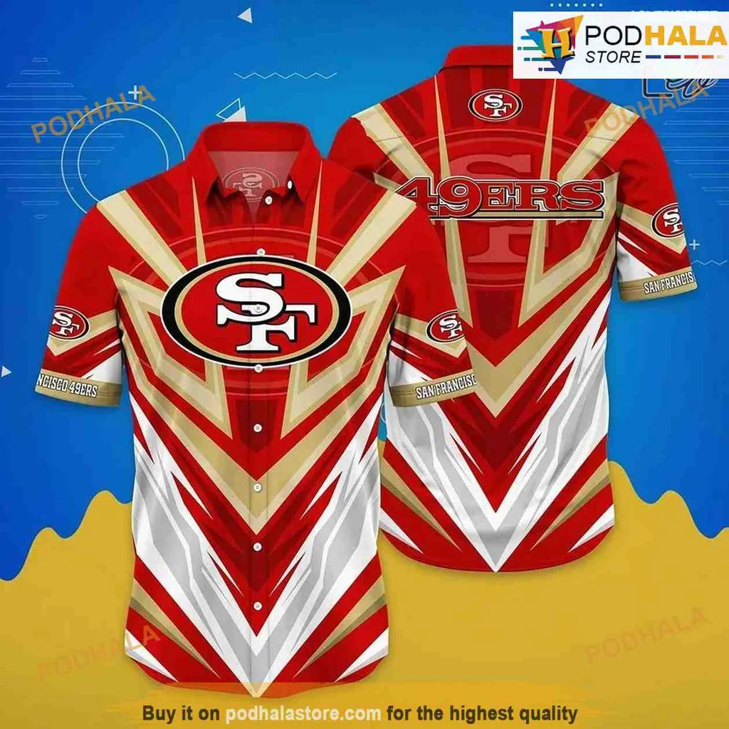 San Francisco 49ers Geometric Hawaiian Shirt With Bold Logo Design
