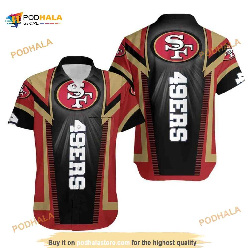 San Francisco 49ers Hawaiian Shirt, Bold Red And Gold Design For Fans