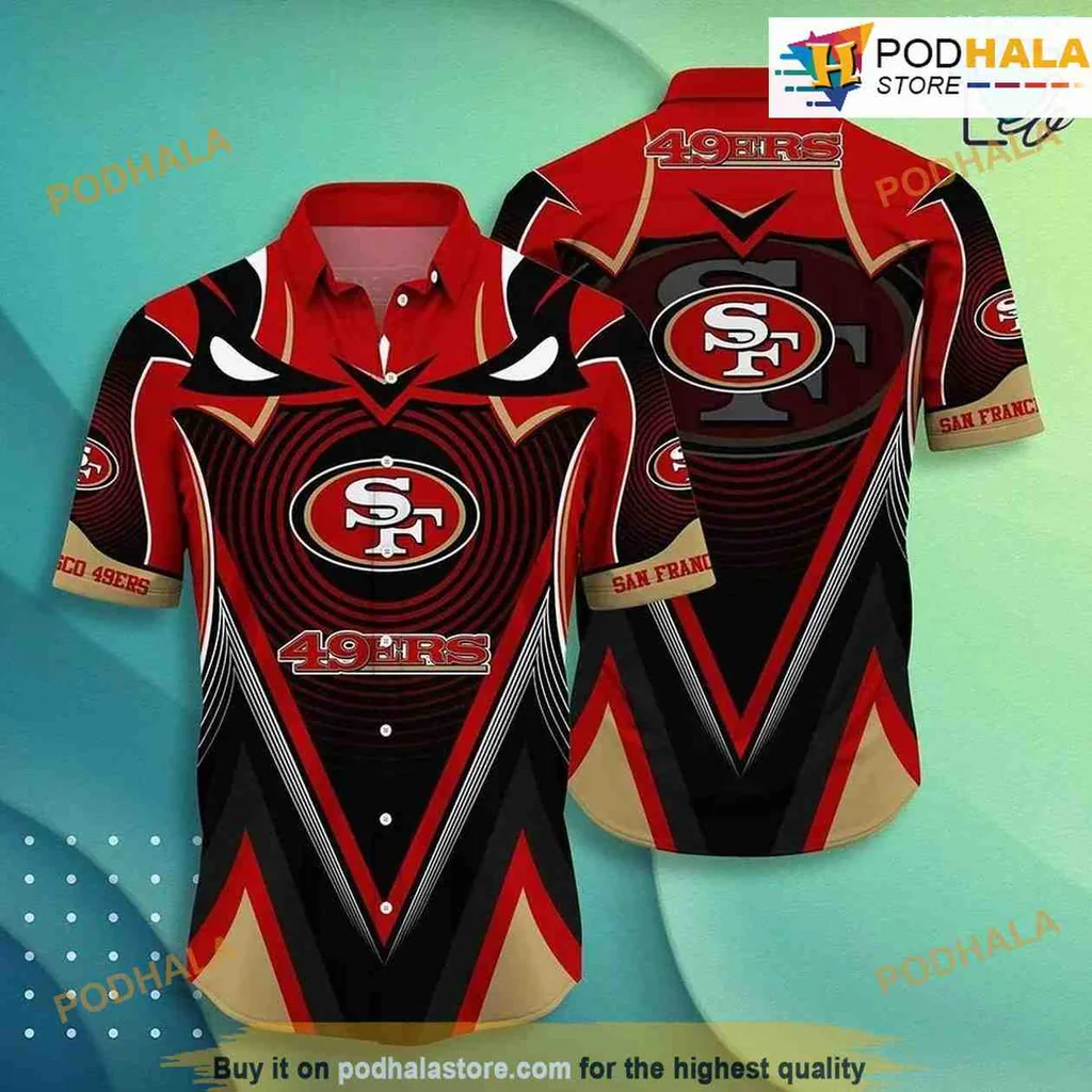 San Francisco 49ers Hawaiian Shirt Featuring Bold Team Colors And Logo