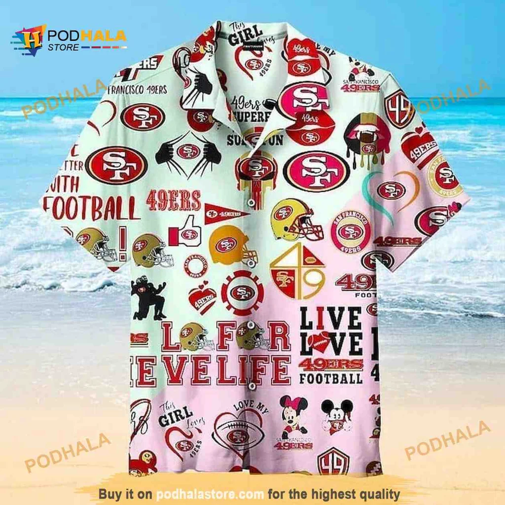 San Francisco 49ers Hawaiian Shirt, Live Love Football Design