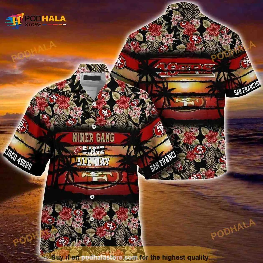 San Francisco 49ers Hawaiian Shirt, Niner Gang All Day Design