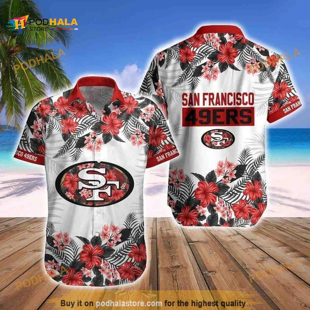 San Francisco 49ers Hawaiian Shirt With Hibiscus Flower Pattern