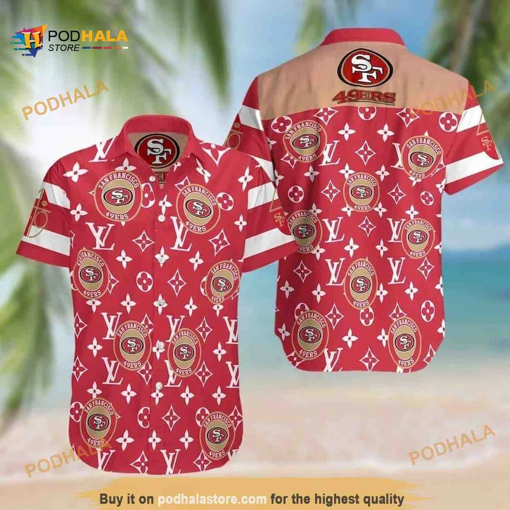 San Francisco 49ers Hawaiian Shirt With Louis Vuitton Monogram Pattern