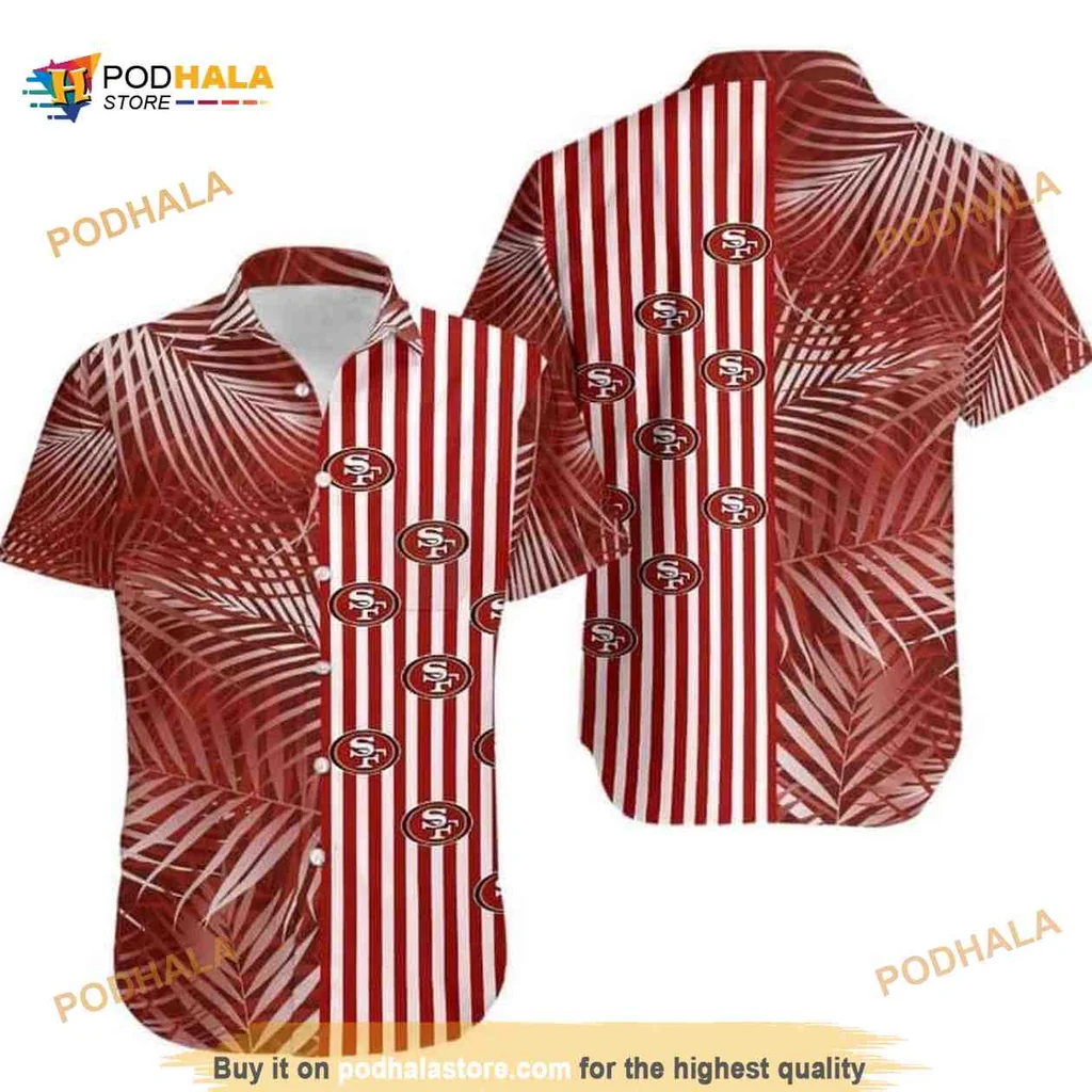 San Francisco 49ers Hawaiian Shirt With Palm Leaves Pattern
