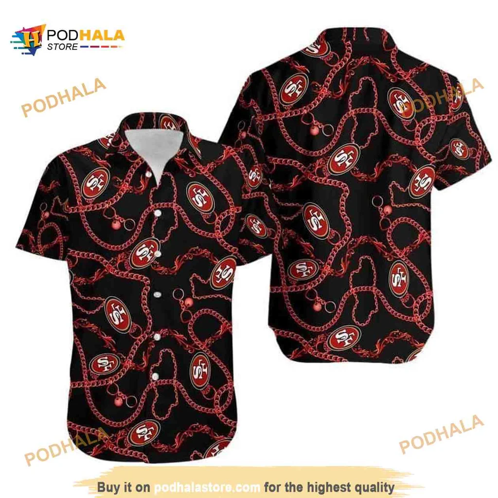 San Francisco 49ers Hawaiian Shirt With Red Chains Design