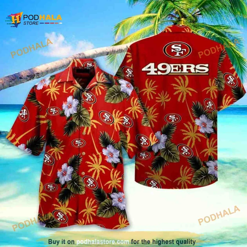 San Francisco 49ers Hawaiian Shirt With Tropical Floral Design