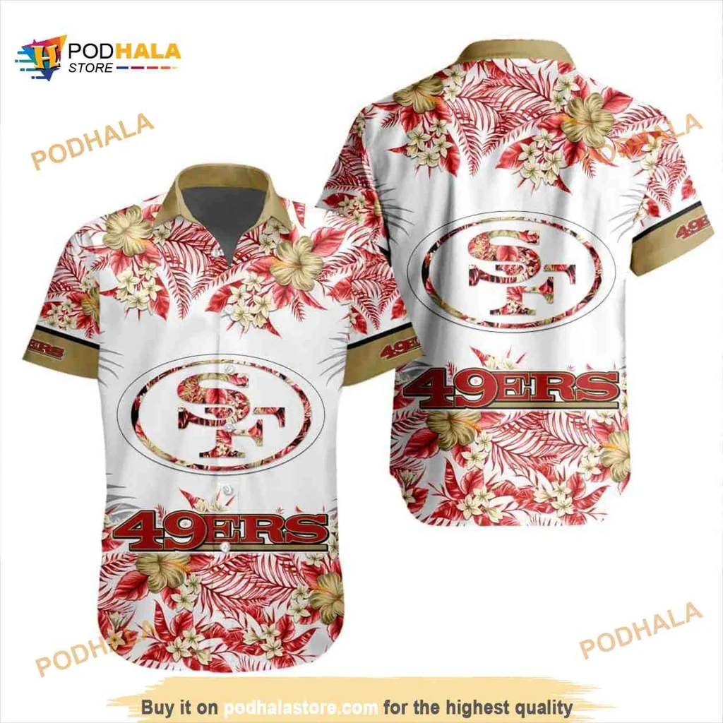 San Francisco 49ers Hawaiian Shirt With Tropical Floral Design