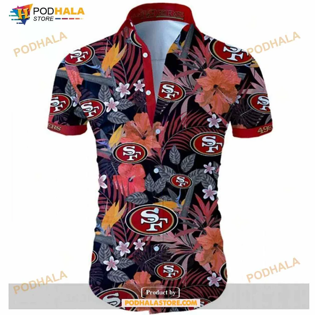 San Francisco 49ers Hawaiian Shirt With Tropical Floral Print