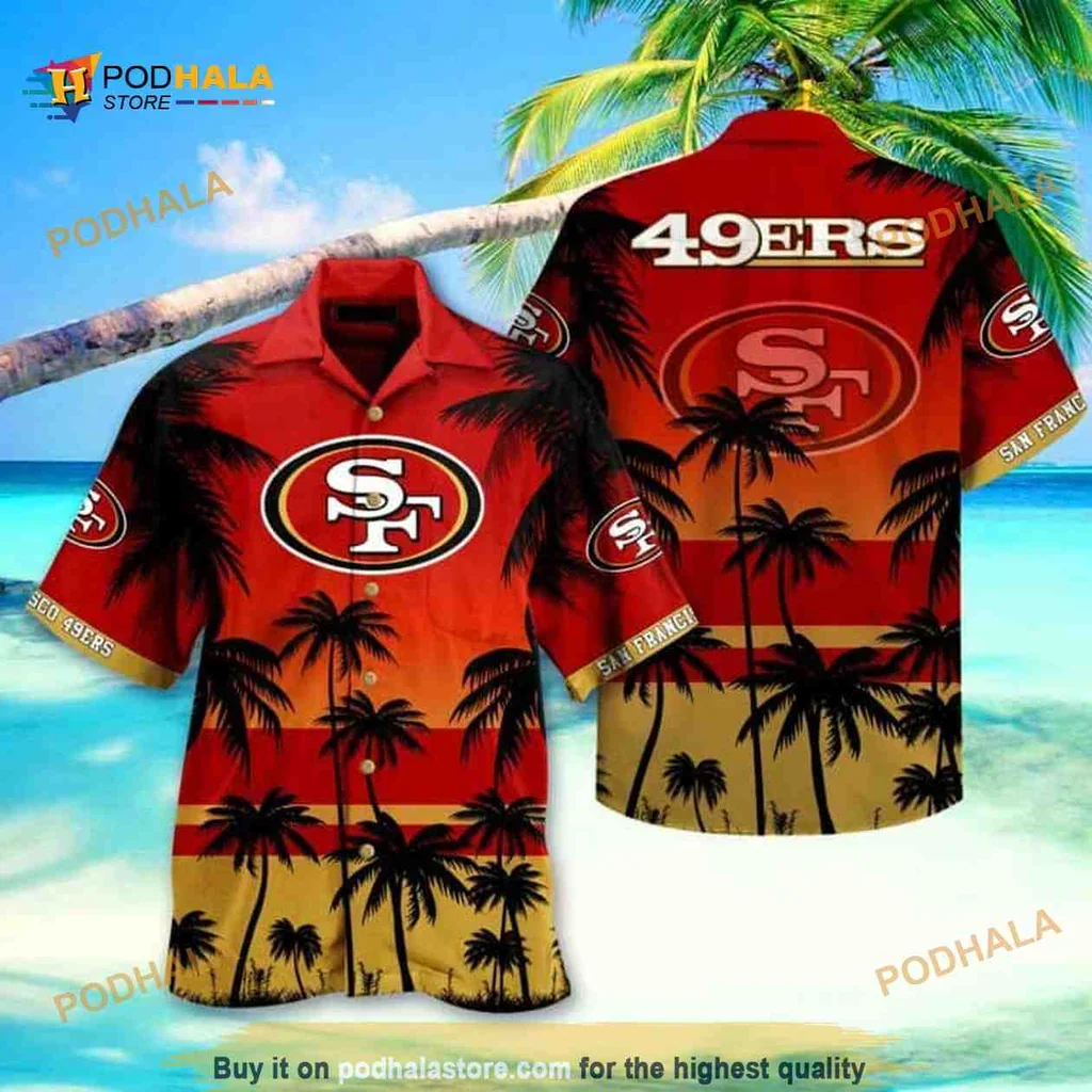 San Francisco 49ers Hawaiian Shirt With Tropical Palm Tree Design