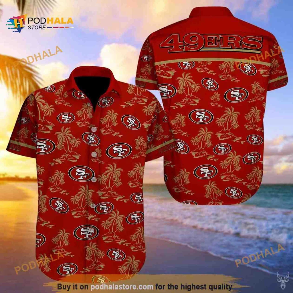 San Francisco 49ers Hawaiian Shirt With Tropical Palm Tree Pattern