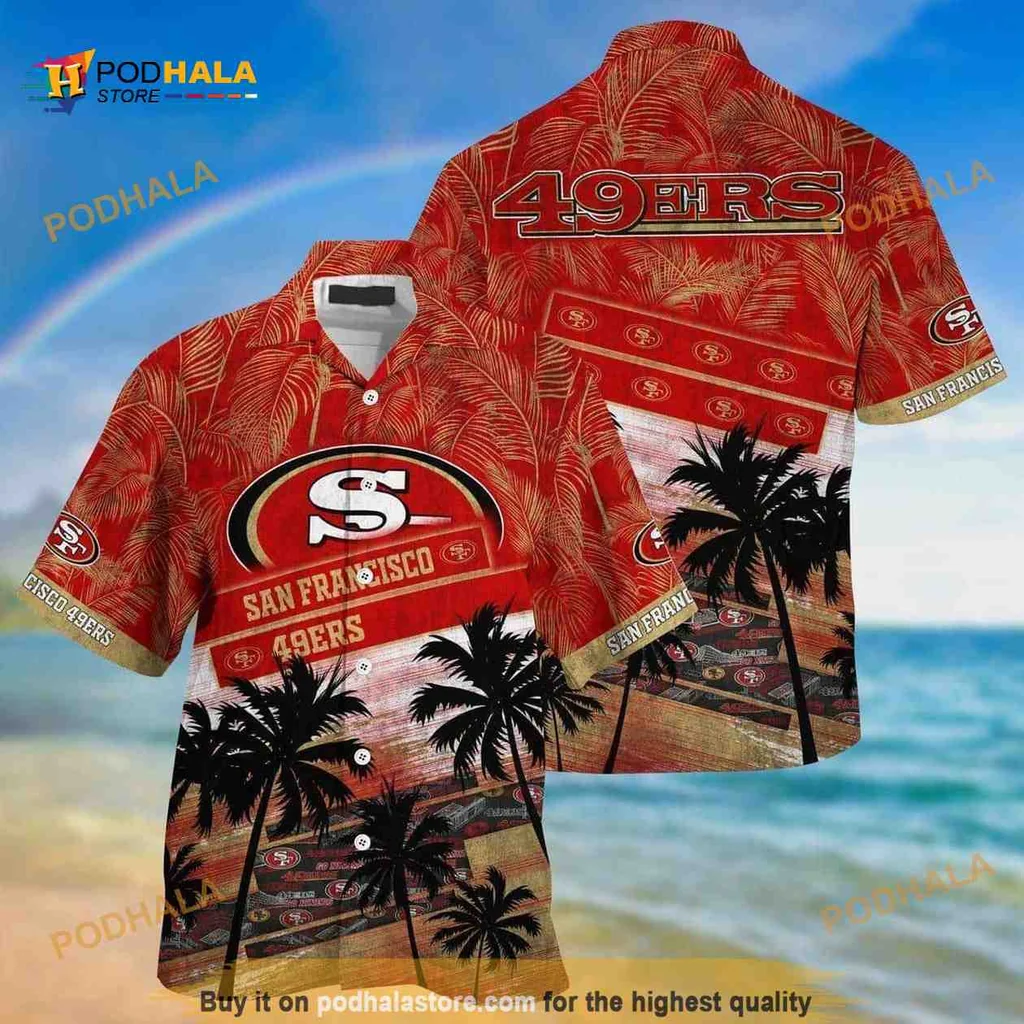San Francisco 49ers Hawaiian Shirt With Tropical Sunset Design