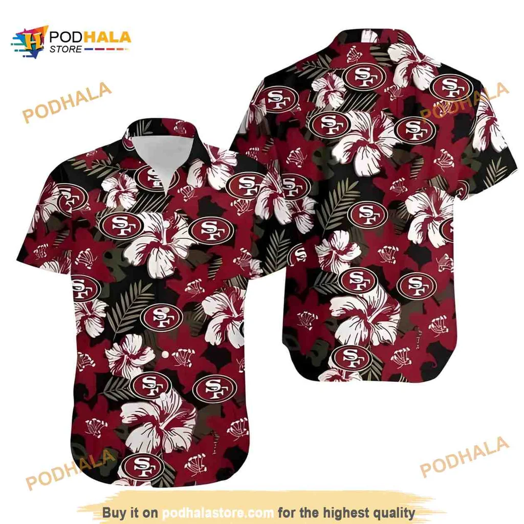 San Francisco 49ers Hibiscus Hawaiian Shirt With Tropical Floral Design