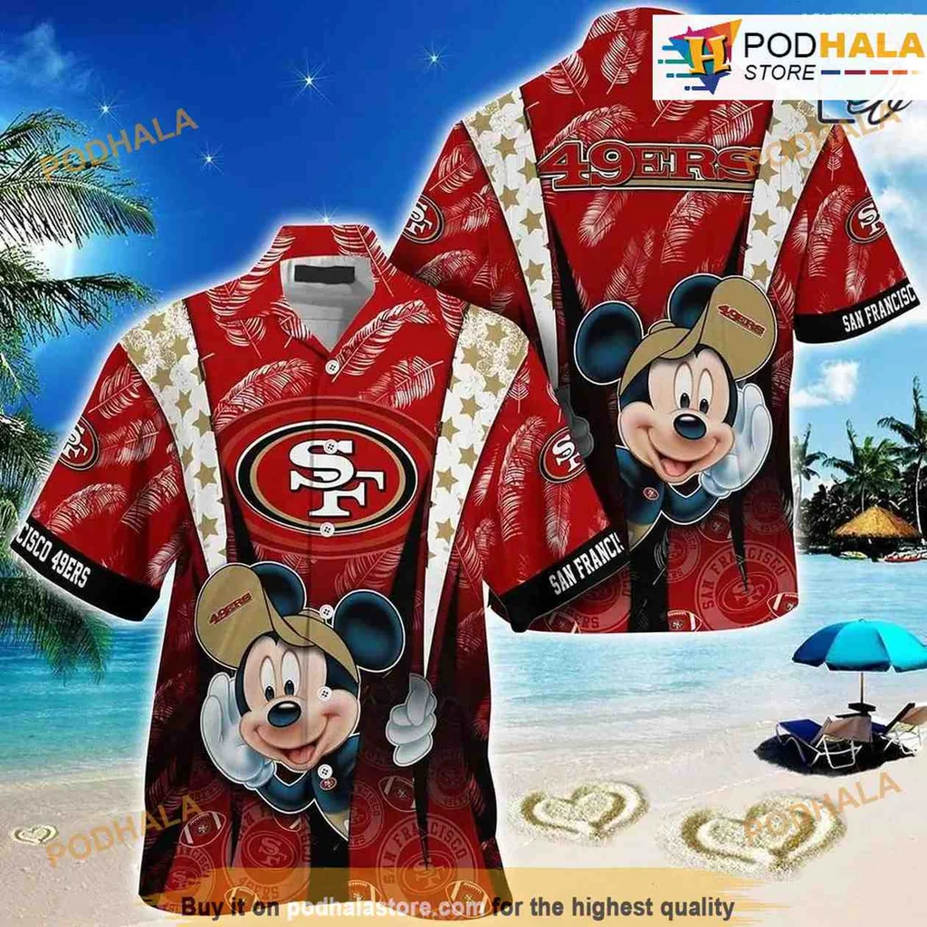 San Francisco 49ers Mickey Hawaiian Shirt With Tropical Design
