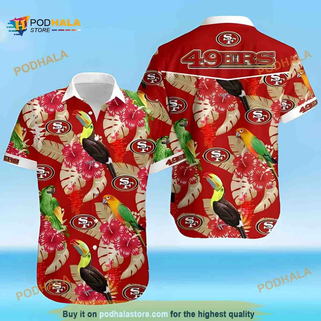 San Francisco 49ers Parrot Hawaiian Shirt With Tropical Design