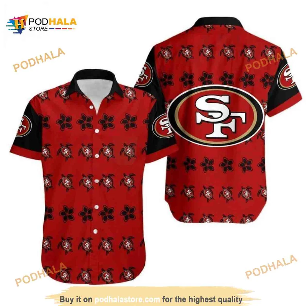 San Francisco 49ers Turtle Hawaiian Shirt With Flower Pattern