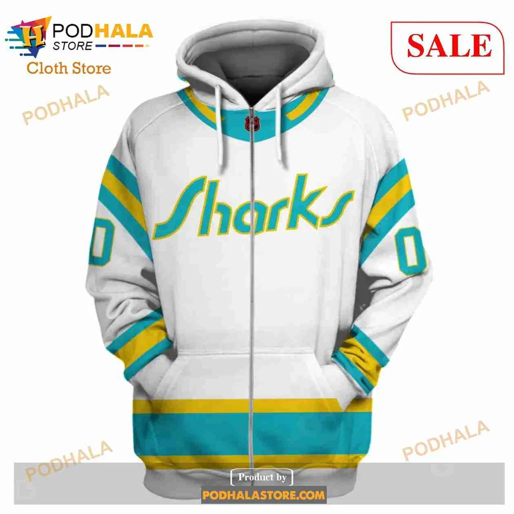San Jose Sharks Retro 3d Hoodie With Custom Name And Number