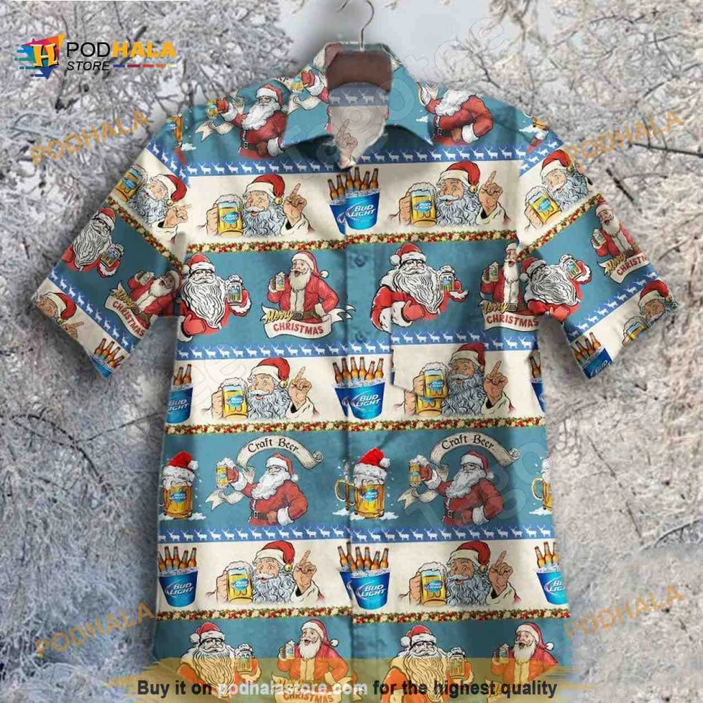 Santa Claus Beer Hawaiian Shirt, Merry Christmas Funny Design