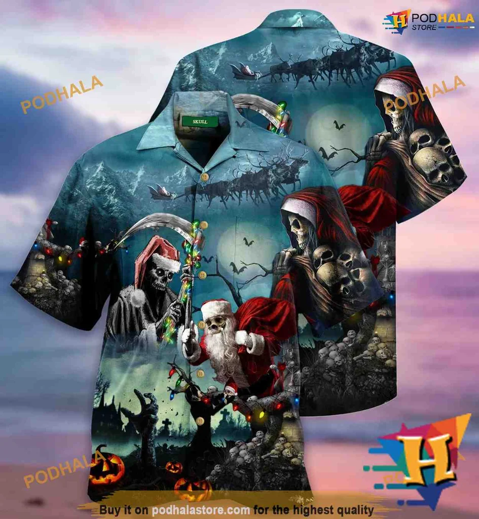 Santa Claus Halloween Hawaiian Shirt, Quirky Christmas And Spooky Design