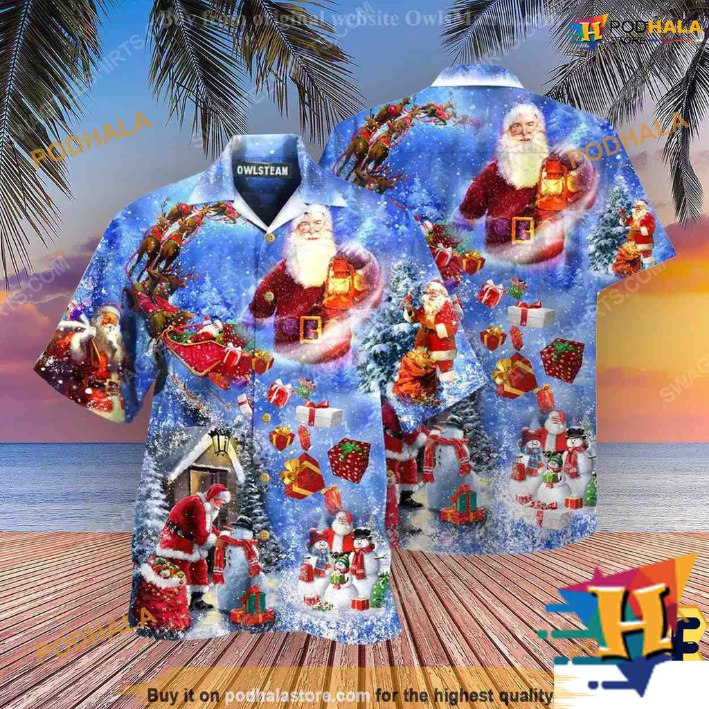 Santa Claus Winter Wonderland Hawaiian Shirt, Festive Christmas Design