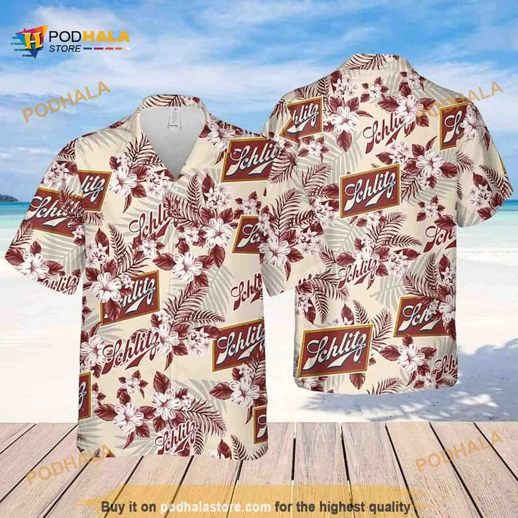 Schlitz Beer Floral Hawaiian Shirt With Retro Style And Tropical Vibes