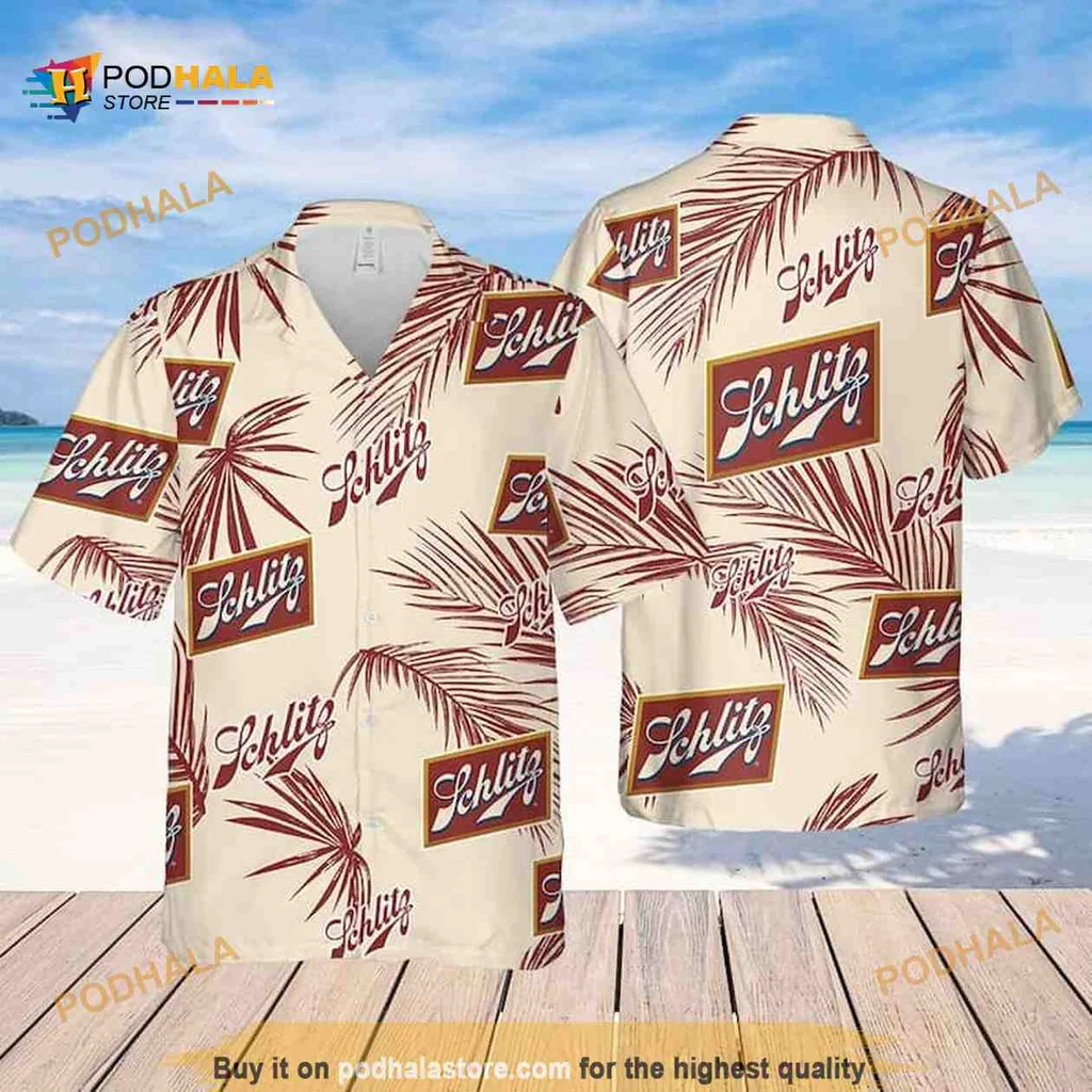 Schlitz Beer Palm Leaves Hawaiian Shirt With Vintage Style