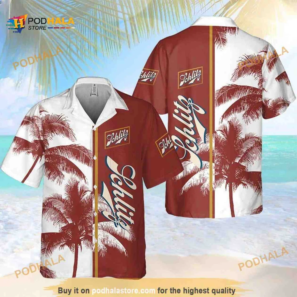 Schlitz Beer Palm Tree Hawaiian Shirt With Tropical Print