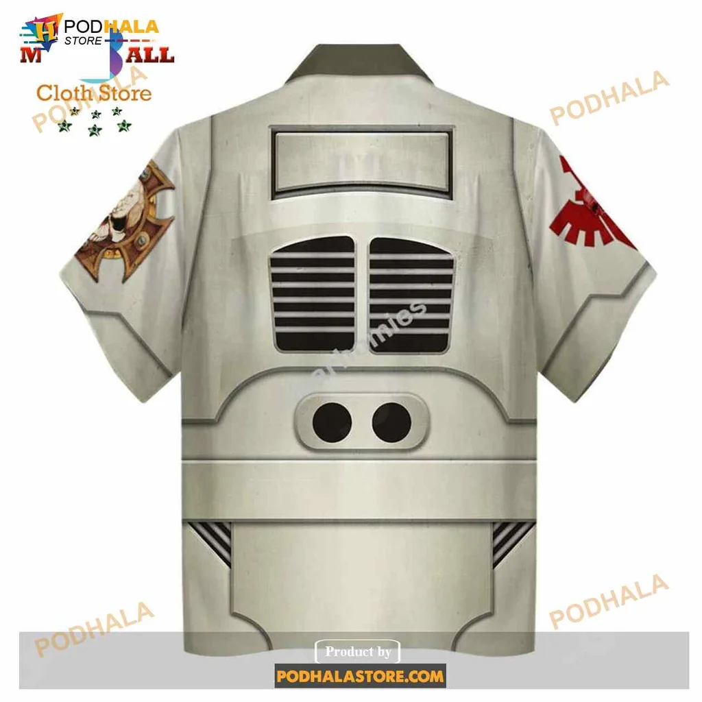 Sci Fi Armor Aloha Shirt With Intricate Chest Plate Design Sci Fi Armor Aloha Shirt With Intricate Chest Plate Design
