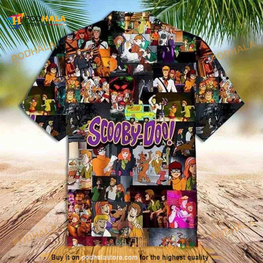 Scooby Doo Beach Aloha Shirt Featuring Iconic Characters And Scenes