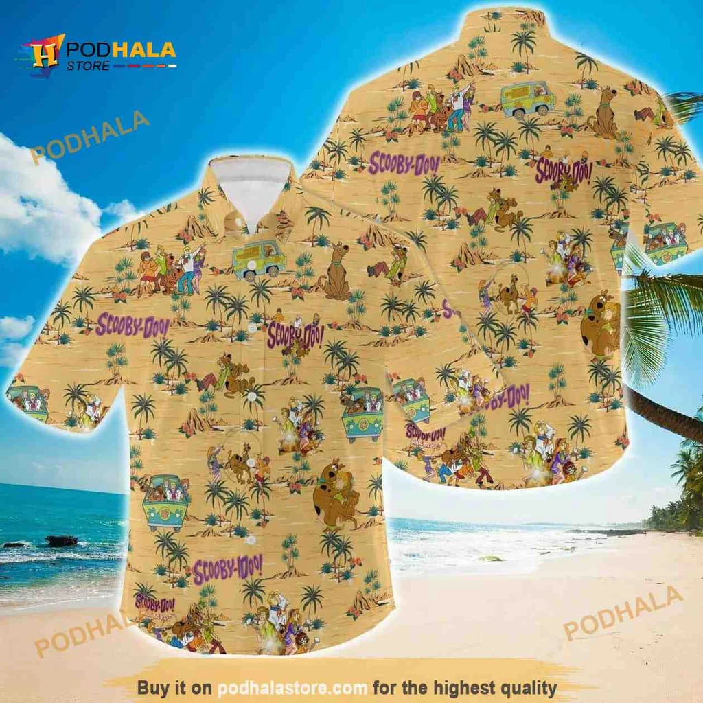 Scooby Doo Beach Aloha Shirt Featuring Scooby And Shaggy In Tropical Design