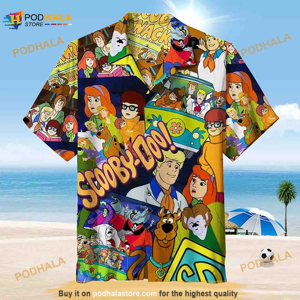 Scooby Doo Cartoon Hawaiian Shirt, Colorful Aloha Shirt Featuring Scooby And Friends