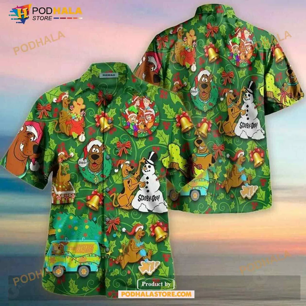 Scooby Doo Christmas Hawaiian Shirt With Festive Characters And Ornaments