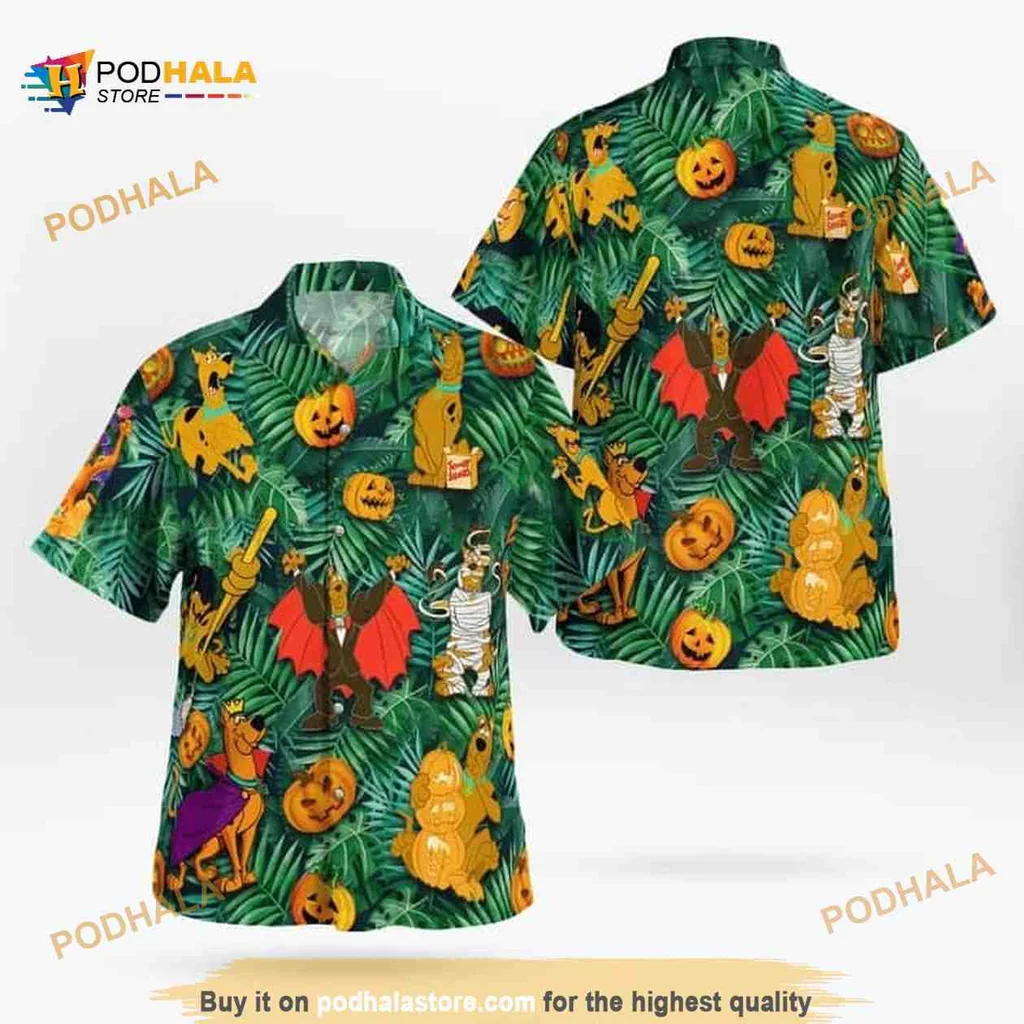Scooby Doo Halloween Aloha Shirt, Fun Tropical Design For Beach Lovers