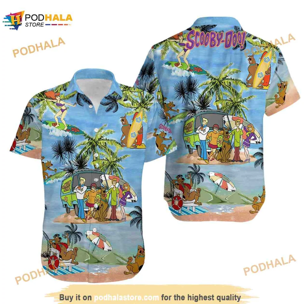 Scooby Doo Hawaiian Shirt Featuring Mystery Inc Characters And Tropical Vibes