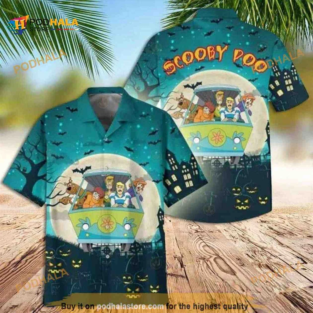 Scooby Doo Hawaiian Shirt Featuring Mystery Machine And Characters