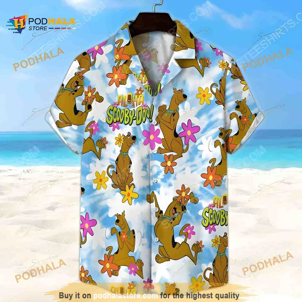 Scooby Doo Hawaiian Shirt With Tropical Flowers And Playful Design