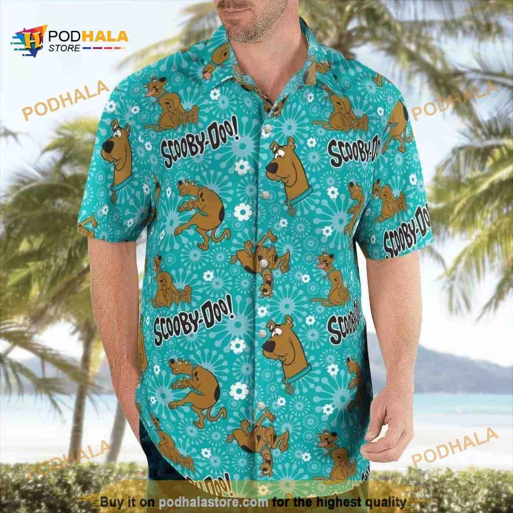 Scooby Doo Hawaiian Shirt With Tropical Motifs And Playful Design
