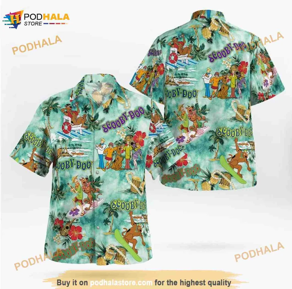 Scooby Doo Surfing Hawaiian Shirt With Tropical Design And Cartoon Friends
