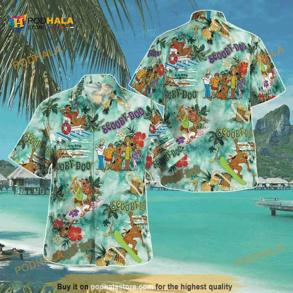 Scooby Doo Tropical Aloha Shirt With Colorful Floral Design