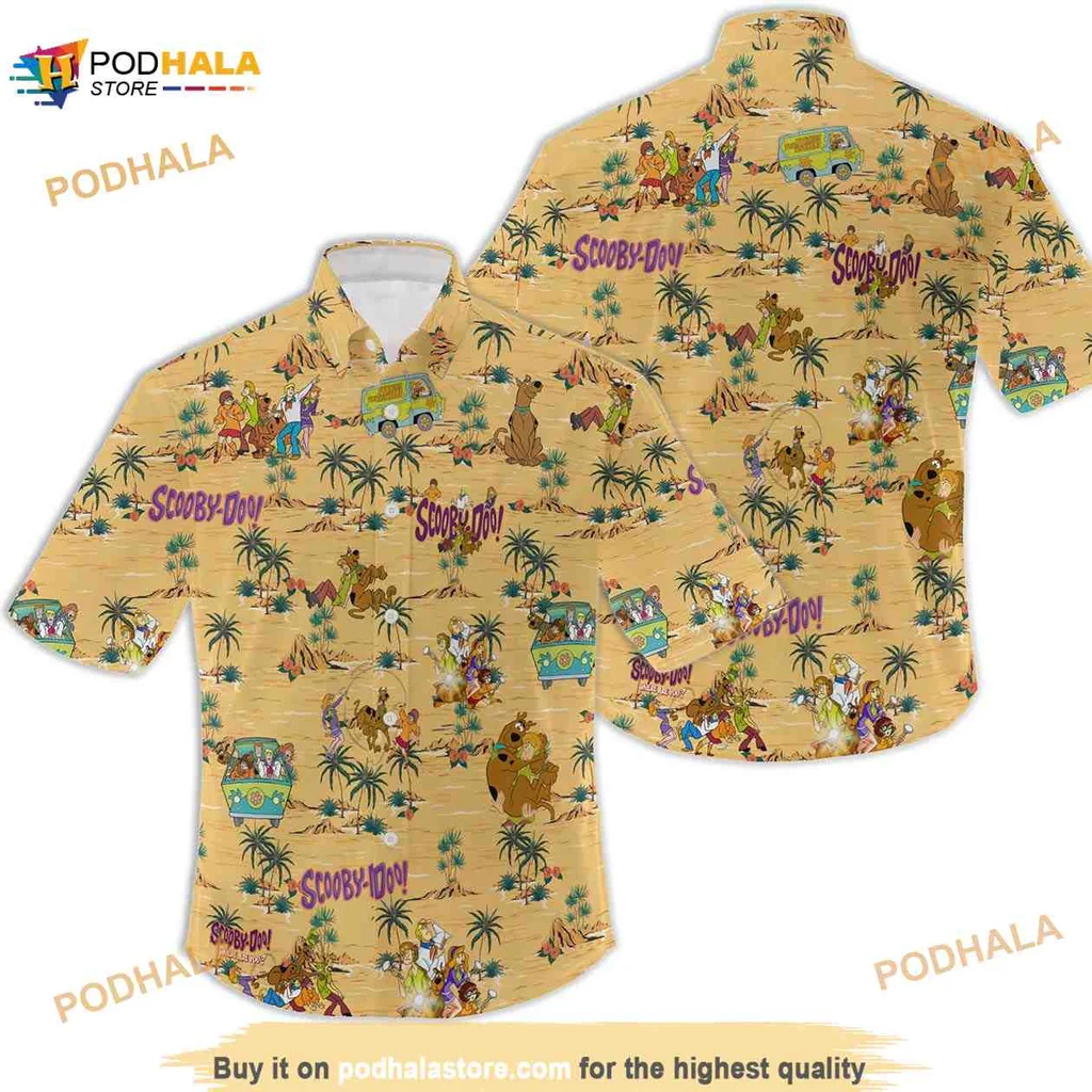 Scooby Doo Tropical Aloha Shirt With Fun Characters And Beach Elements