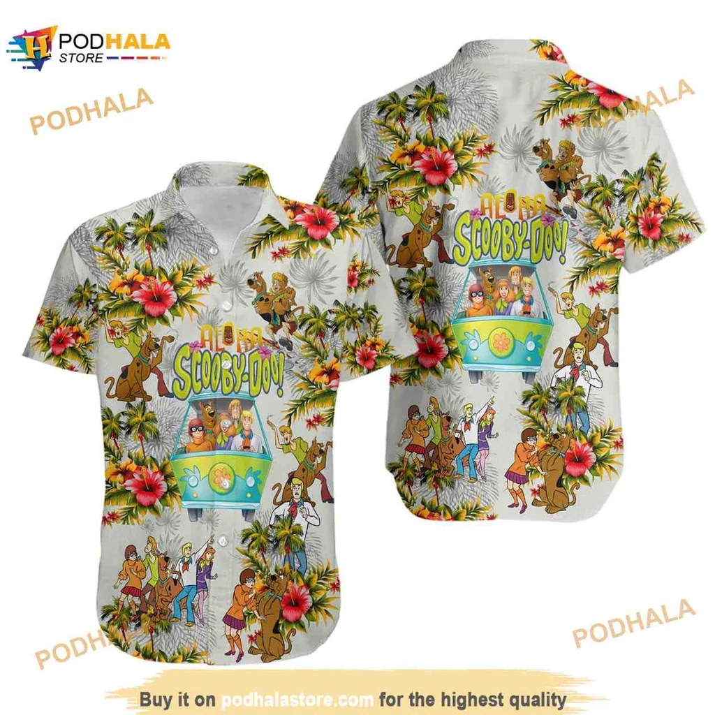 Scooby Doo Tropical Hawaiian Shirt With Colorful Cartoon Characters