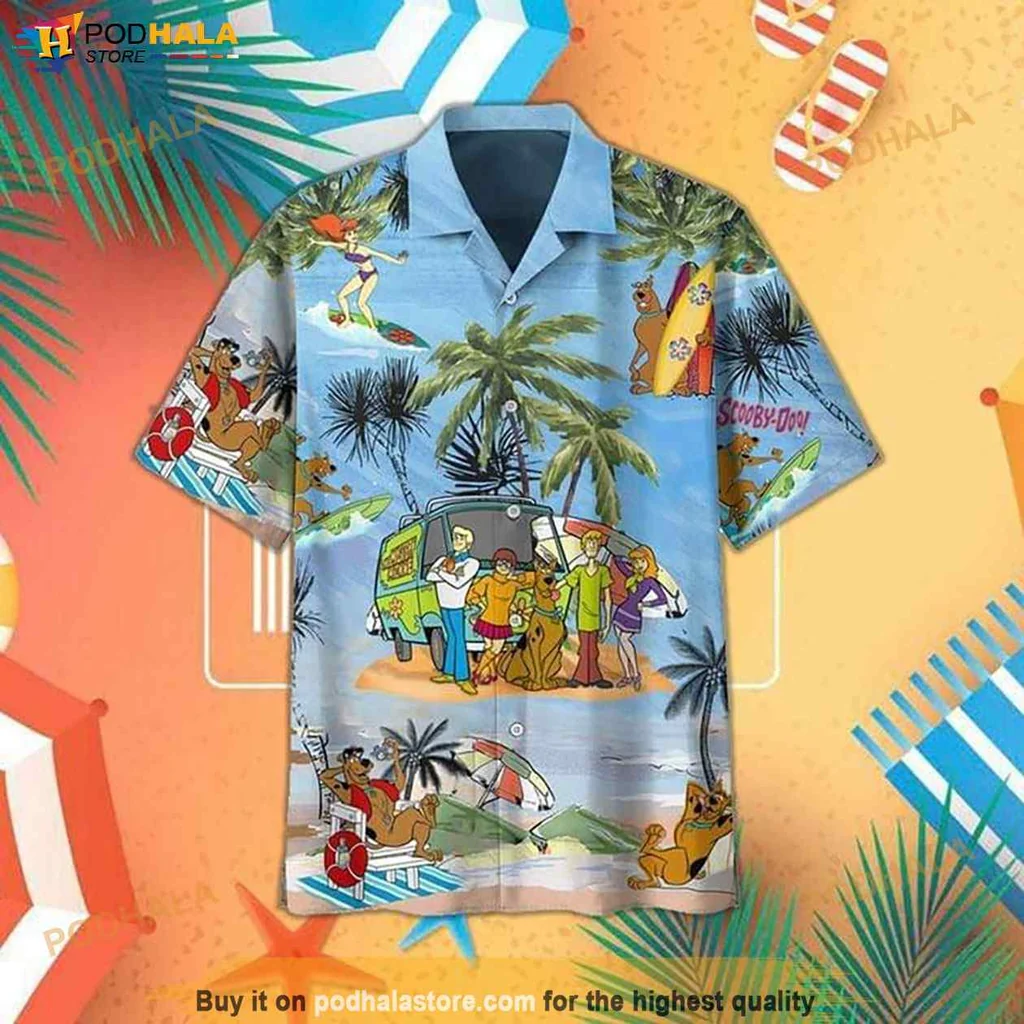 Scooby Doo Tropical Shirt For Men, Vibrant Beach Design With Mystery Inc Gang