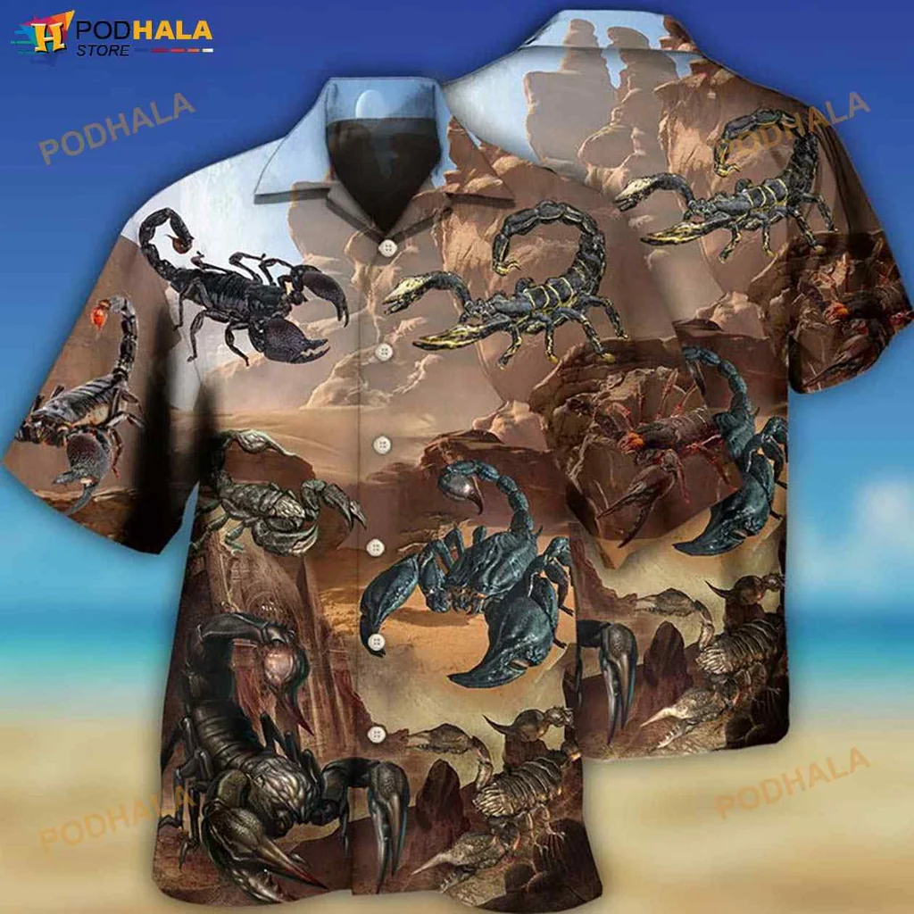 Scorpion Mountain Adventure Hawaiian Shirt With Bold Design