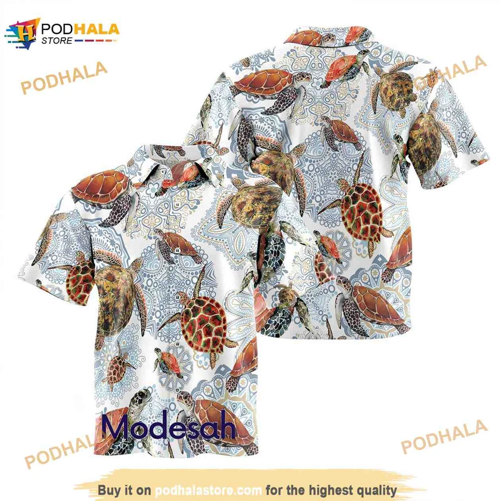 Sea Turtle Beach Hawaiian Shirt, Colorful Ocean Design For Tropical Vibes