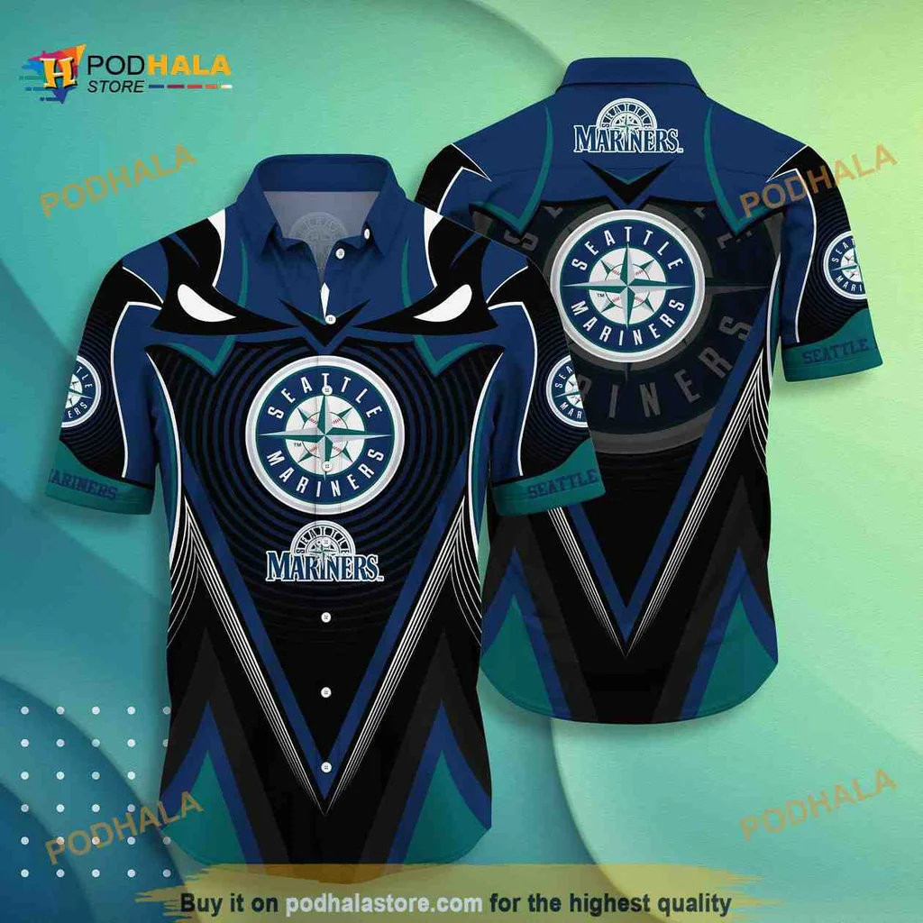 Seattle Mariners Aloha Shirt, Bold Design With Team Logo For Fans
