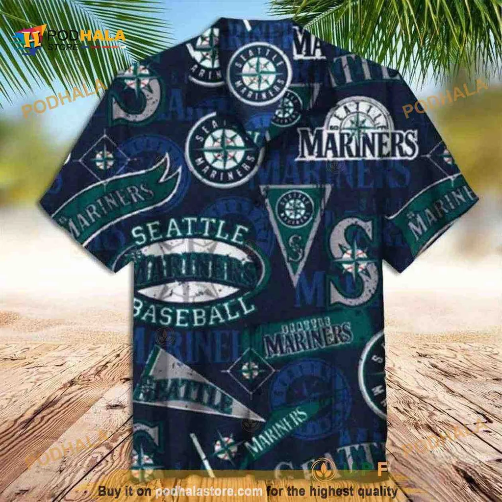 Seattle Mariners Hawaiian Shirt Featuring Bold Logo And Team Colors