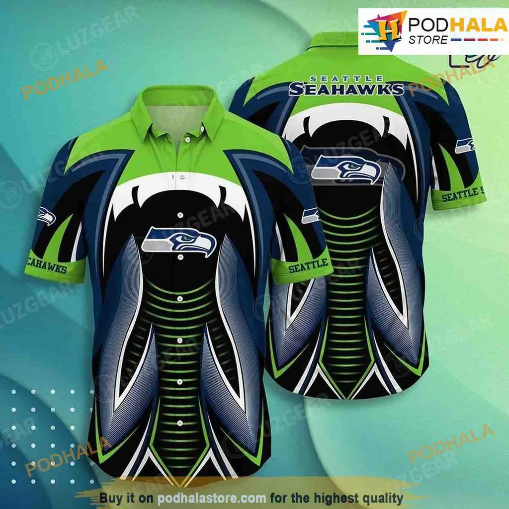 Seattle Seahawks Aloha Shirt Featuring Team Logo And Vibrant Colors