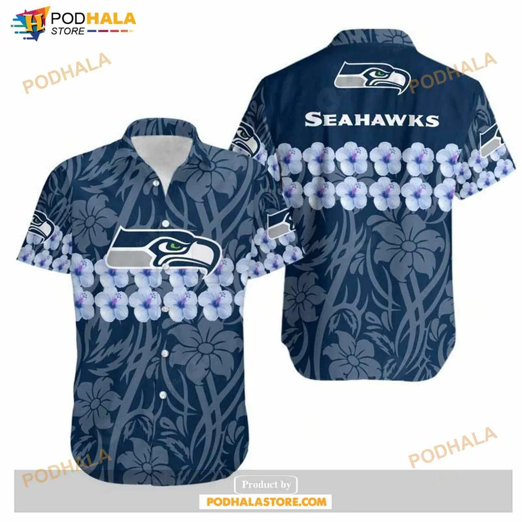 Seattle Seahawks Floral Hawaiian Shirt With Team Logo