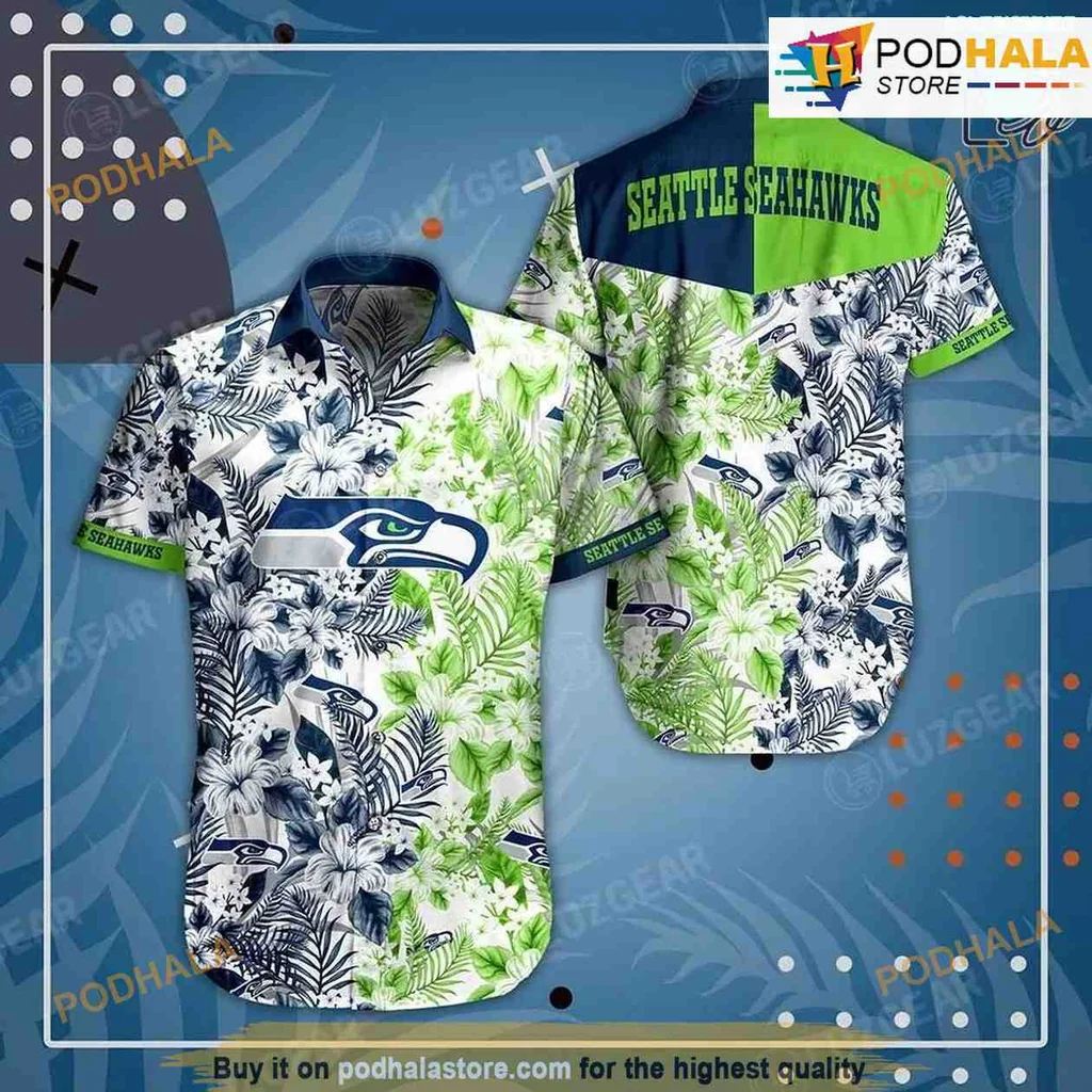 Seattle Seahawks Floral Hawaiian Shirt With Tropical Design