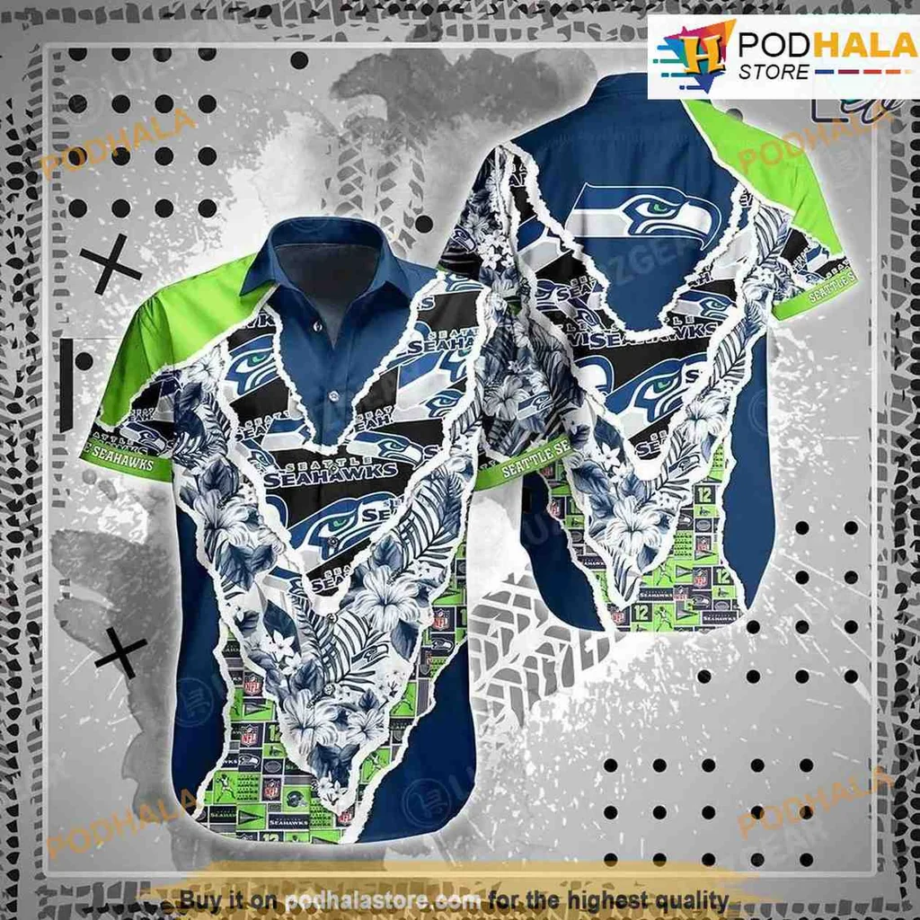 Seattle Seahawks Floral Hawaiian Shirt With Tropical Design For Fans