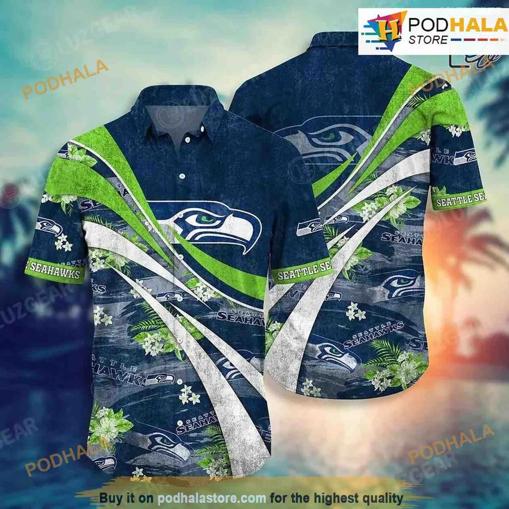 Seattle Seahawks Floral Hawaiian Shirt With Vibrant Tropical Design Seattle Seahawks Floral Hawaiian Shirt With Vibrant Tropical Design